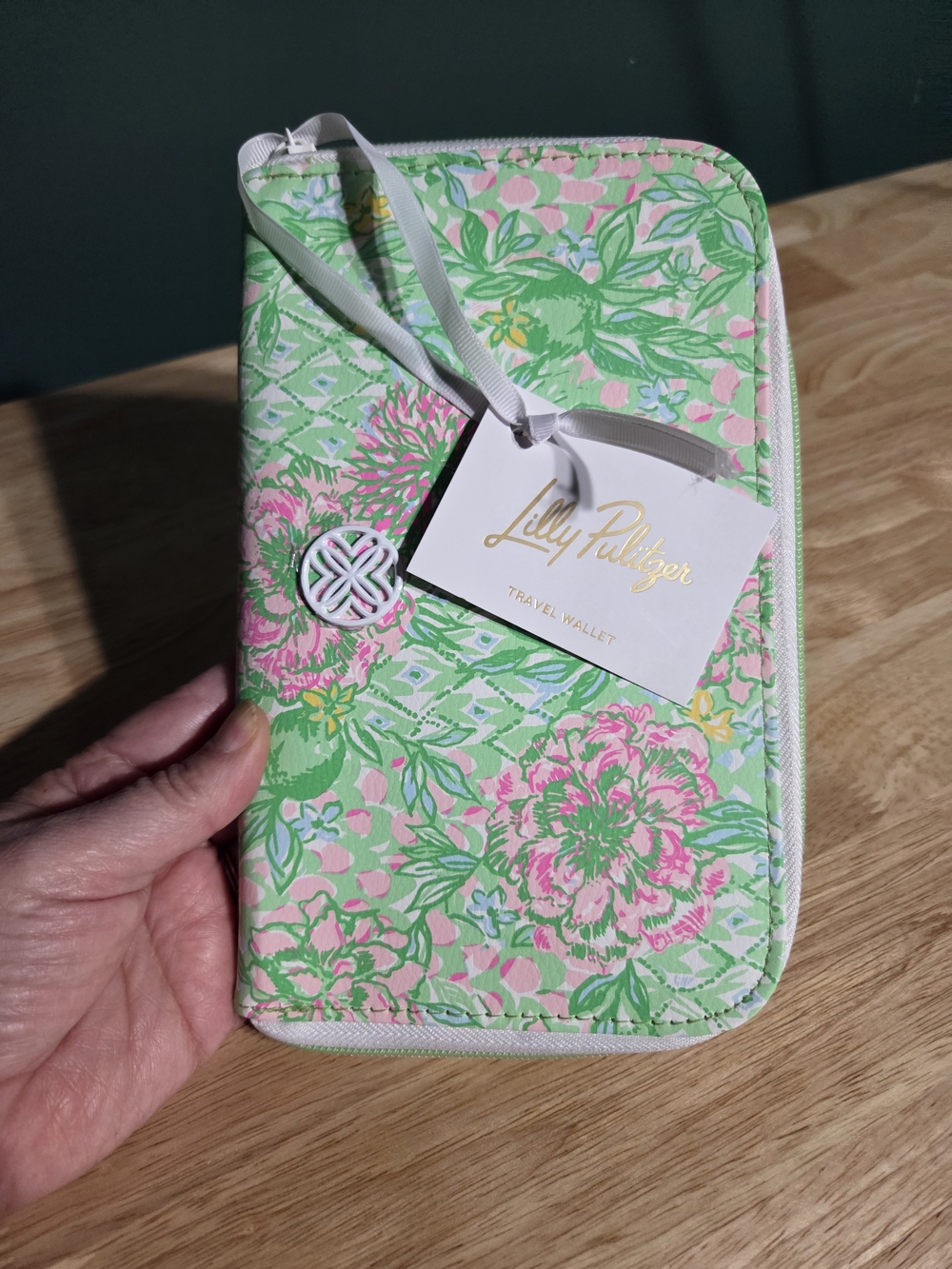 Lilly Pulitzer Green & Pink Floral Passport Travel Wallet